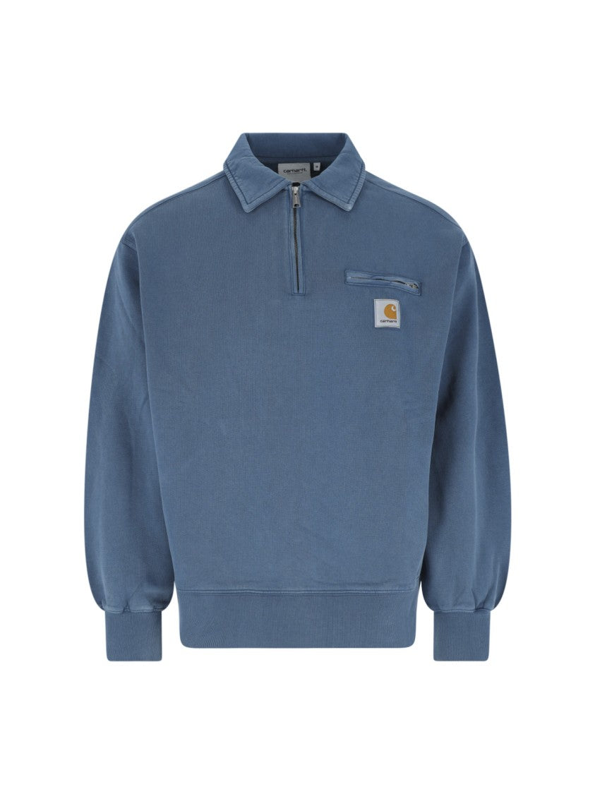 Carhartt Wip Blue Half Zip Detroit Cotton Sweatshirt