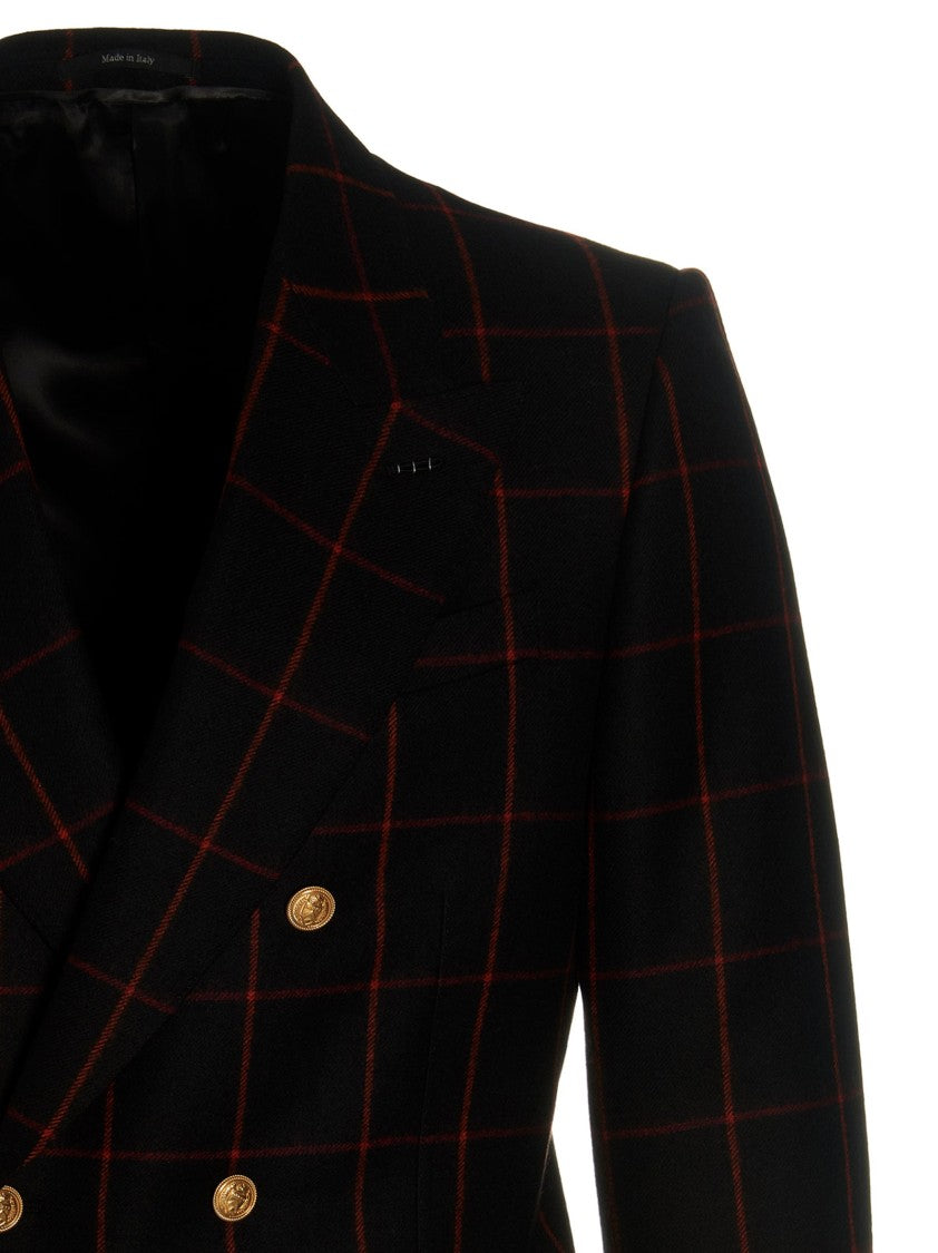 Gucci Double-Breasted Check Blazer