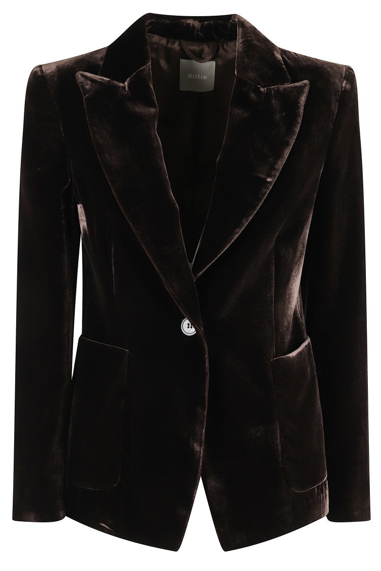 Kiltie Single-Breasted Velvet Jacket With Revered Collar