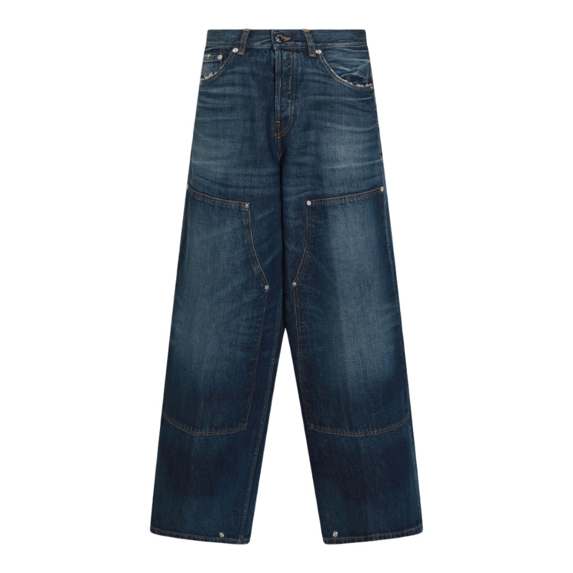 Haikure Wide-Leg Denim Jeans With Unique Reinforced Knee Patches