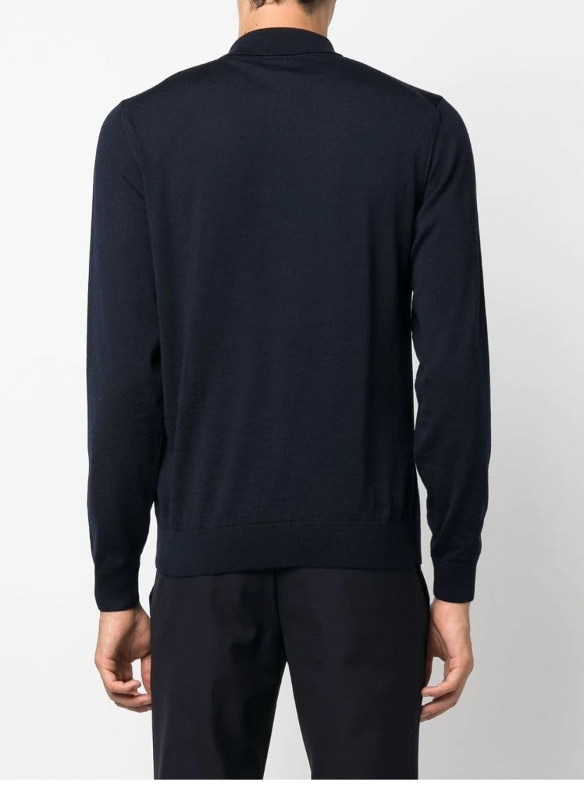 Hugo Boss Lancione Fine-Knit Long Sleeve Polo Sweater