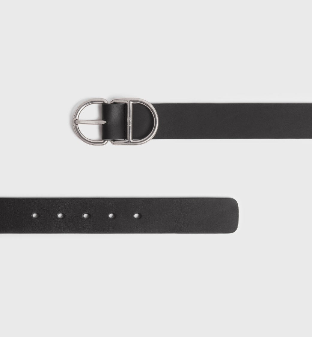 Christian Dior Black Sangle Smooth Leather Strap Belt