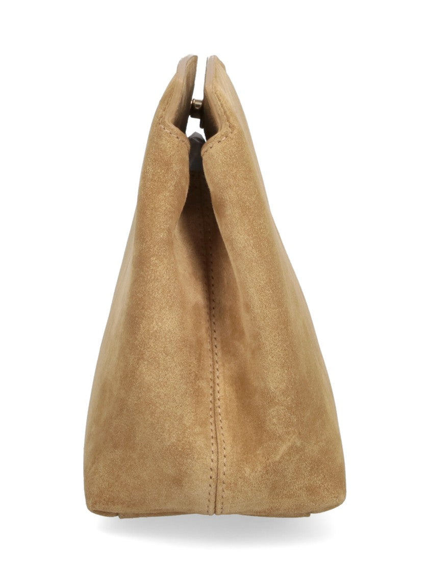 Liffner Trapezoidal Brown Suede Handbag