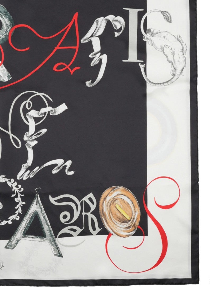 Celine Artistic Typography Twill Silk Scarf