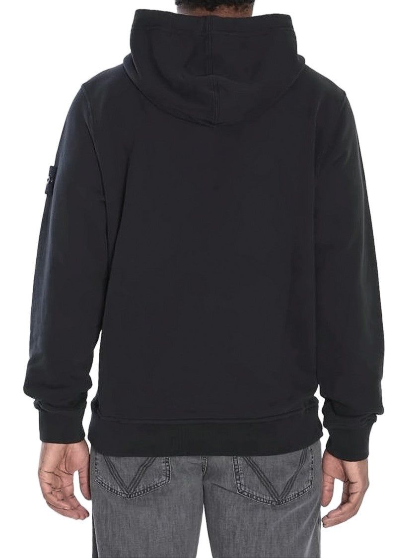 Stone Island Relaxed Fit Black Hoodie With Subtle Logo