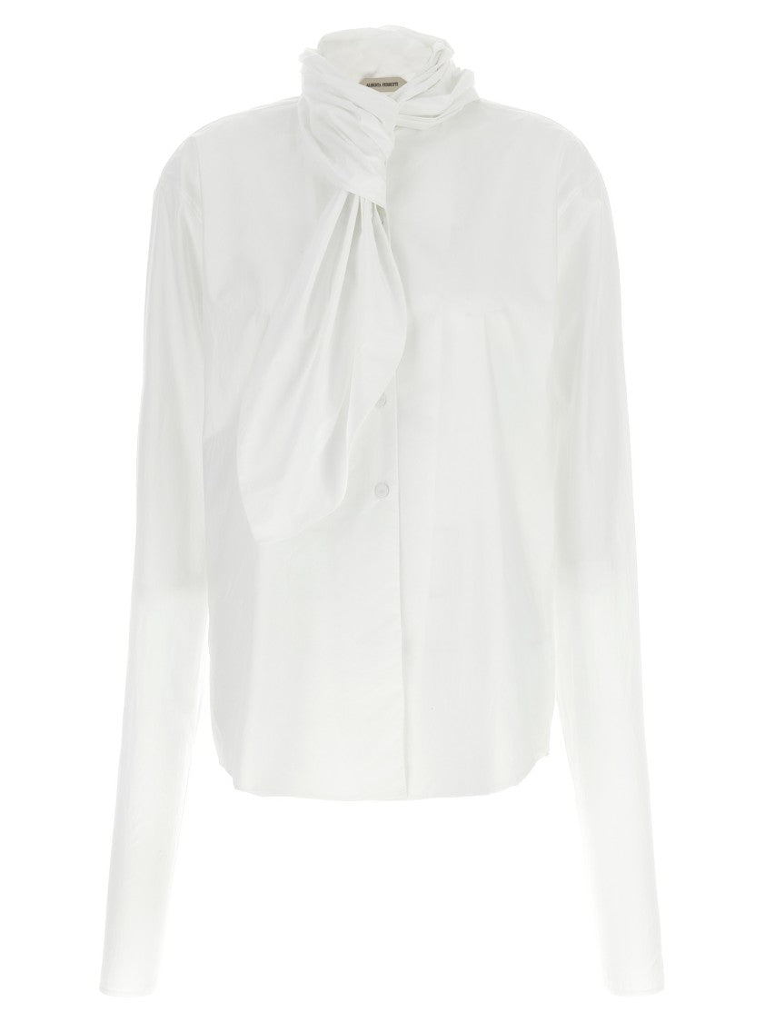 Alberta Ferretti Refined Cotton Poplin Tie Shirt