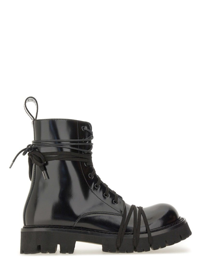 Moschino High-Shine Lace-Up Boots