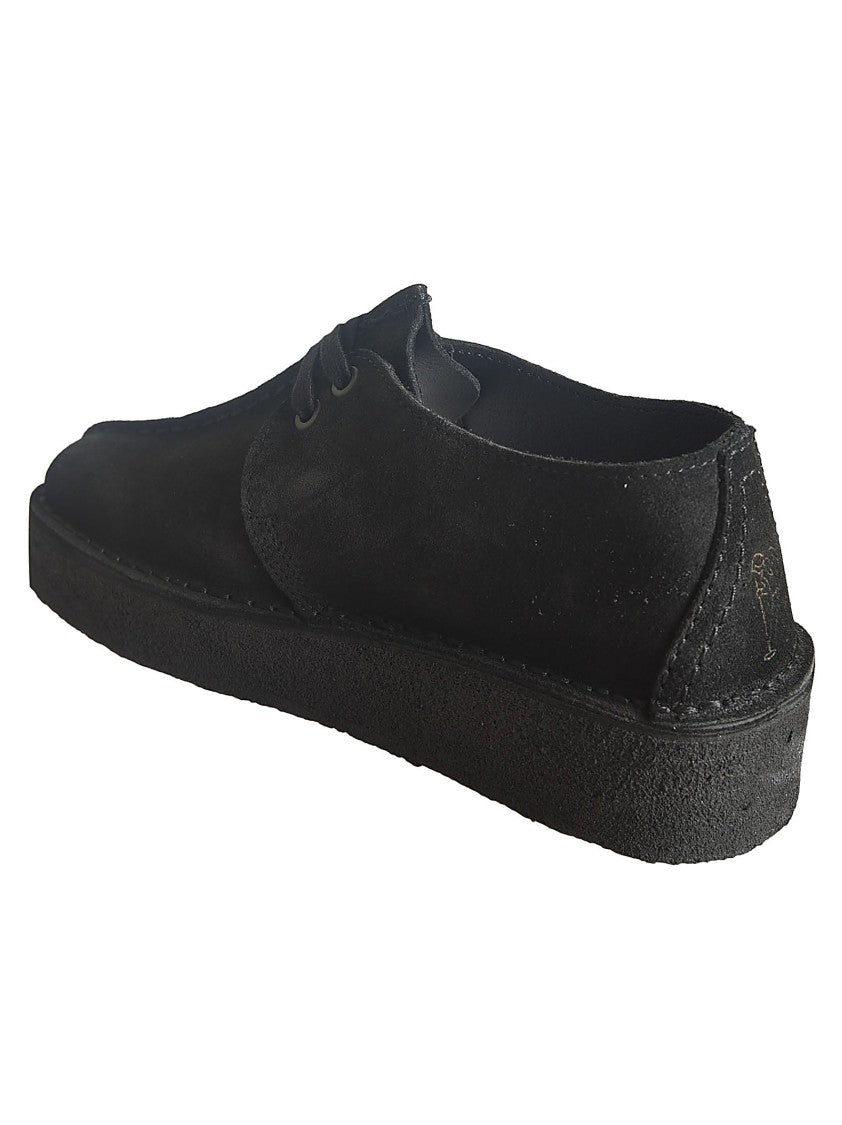 Clarks Minimalist Leather Wedge Shoes With Decorative Tassel