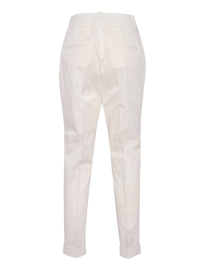 Peserico White Tailored Trousers With Rolled Cuffs