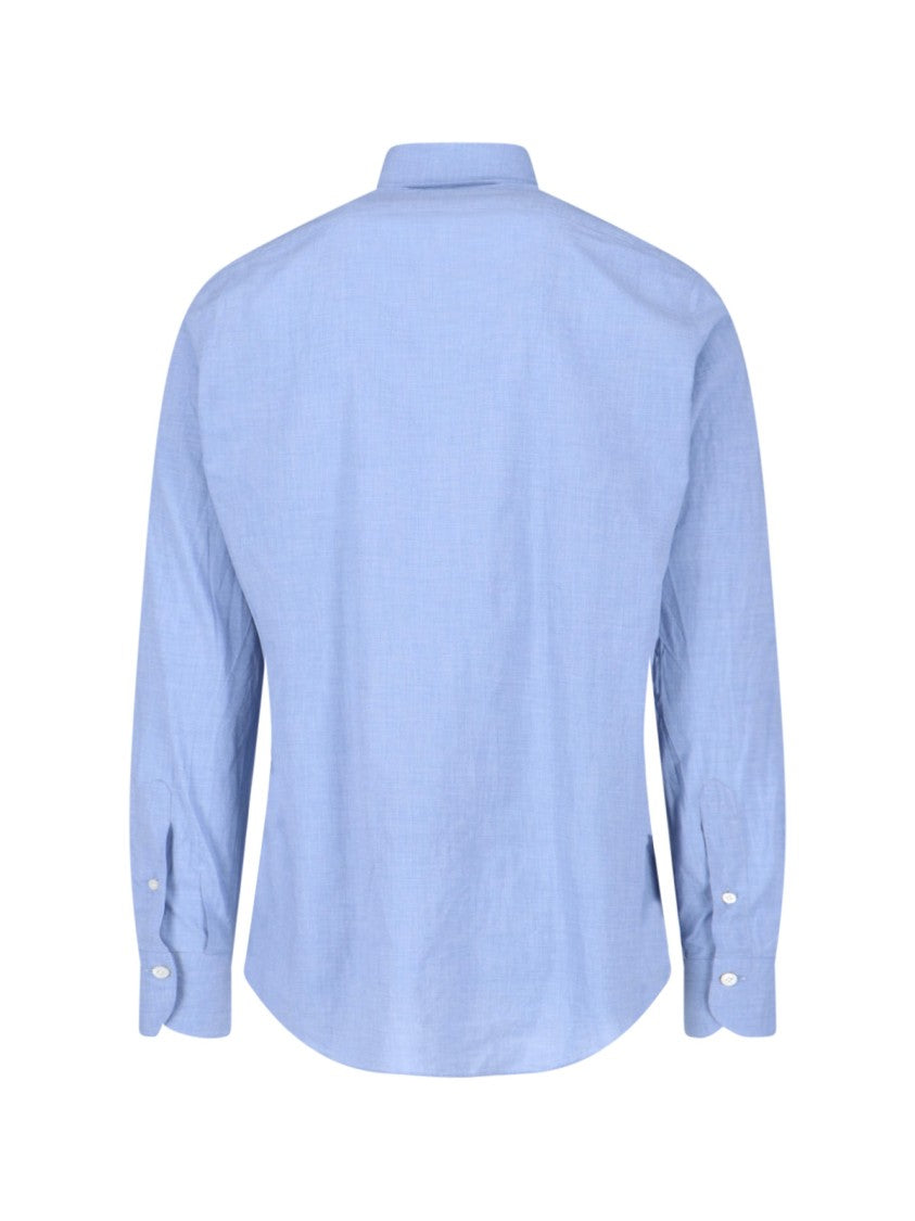 Finamore Light Blue Gaeta Tailored Linen Shirt