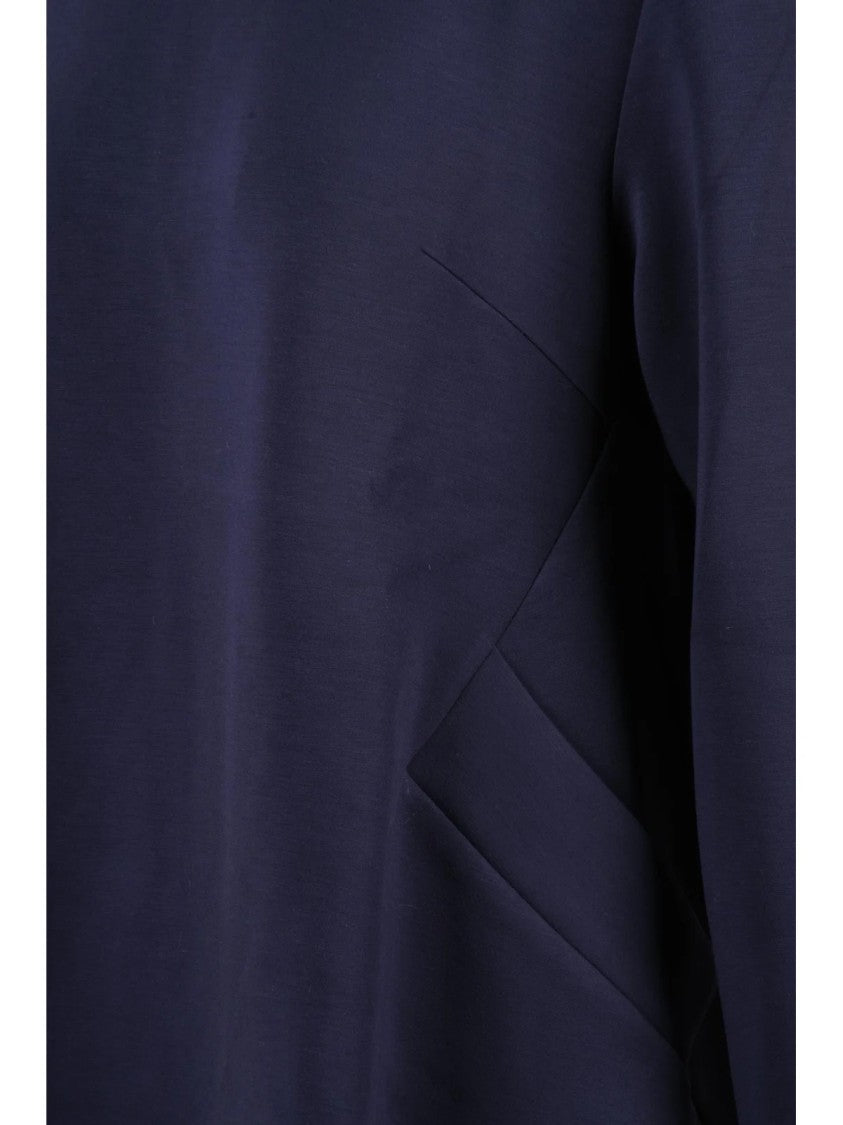 Meimeij Indigo Flared Boat Neck Neoprene Sweatshirt