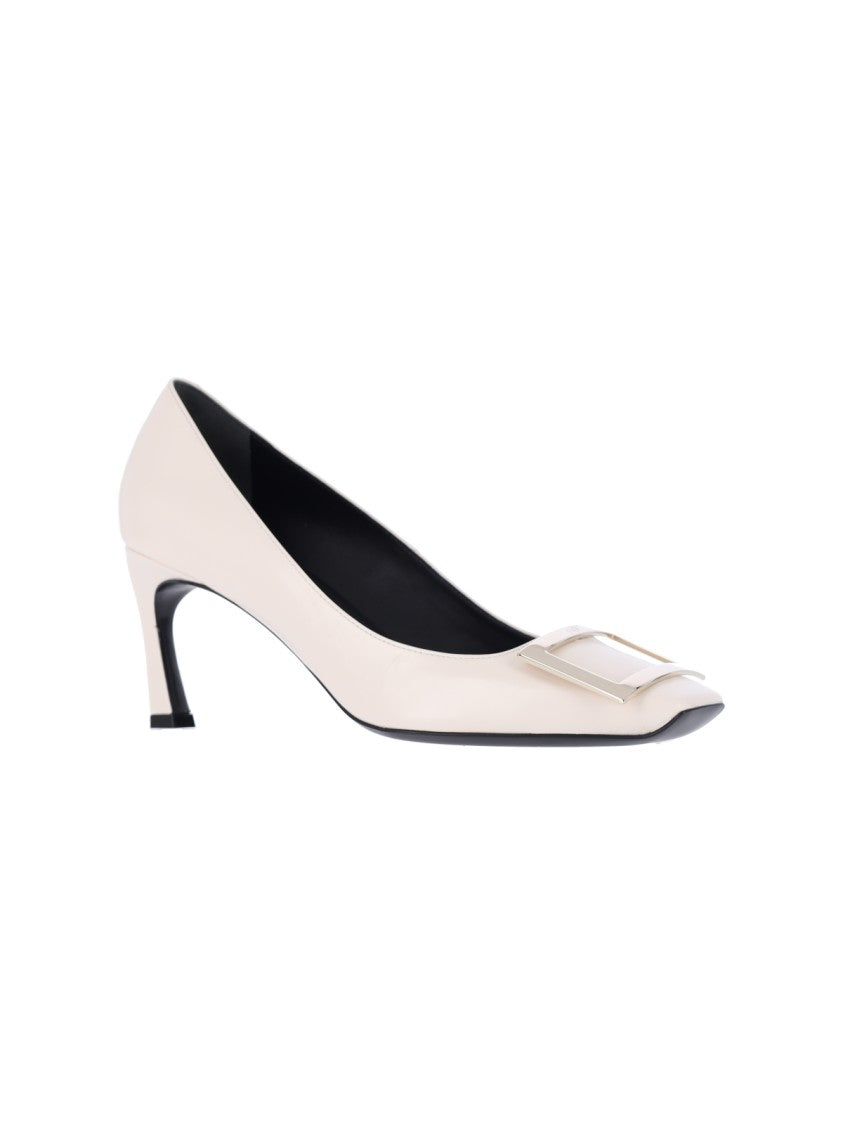 Roger Vivier Cream Trompette Calf Leather Pumps