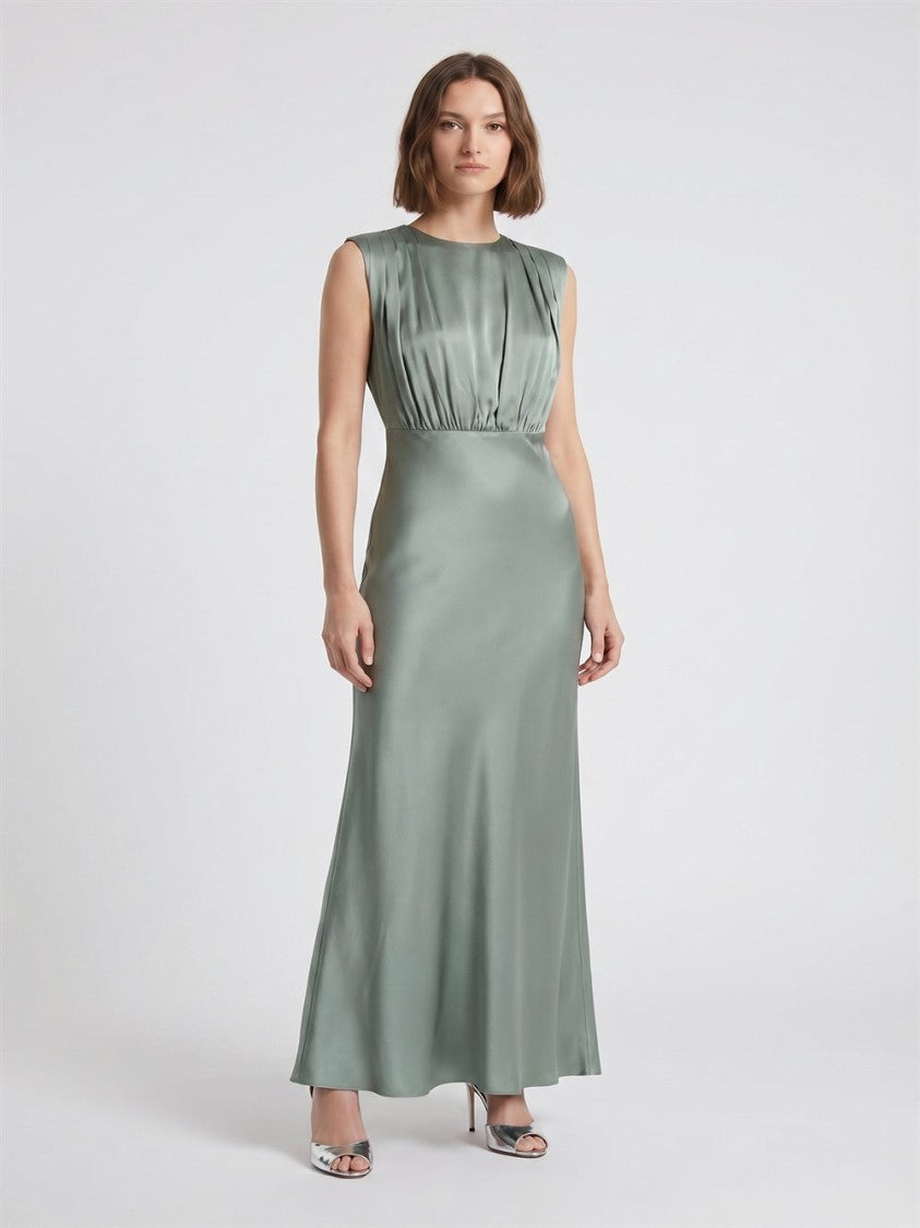 Semi Couture Tide Green Casilda Satin Backless Acetate-Blend Dress