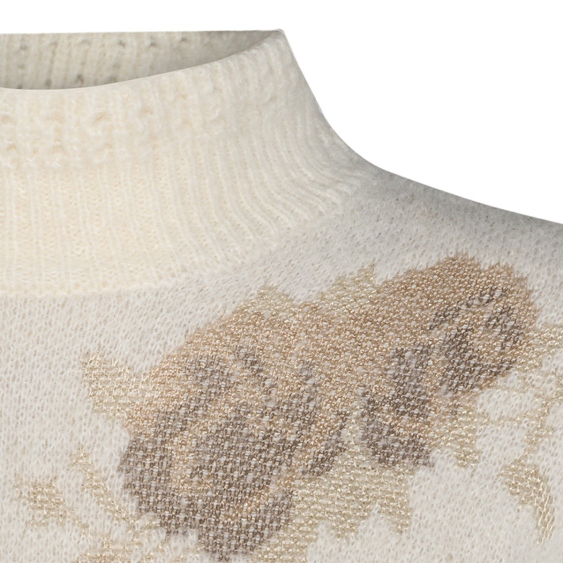 Twin-Set Floral Voluminous-Sleeve High-Neck Sweater