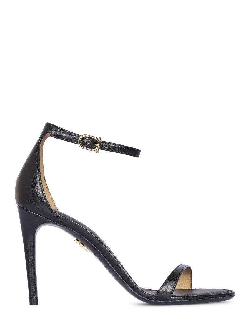 Ferragamo Minimalist Black Sandals With Ankle Strap