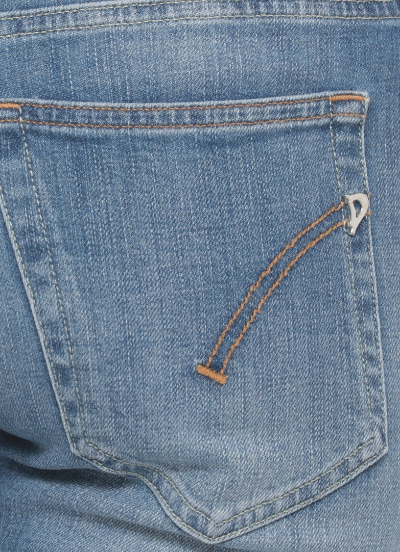 Dondup Blue Coco Leather Tab Denim Jeans