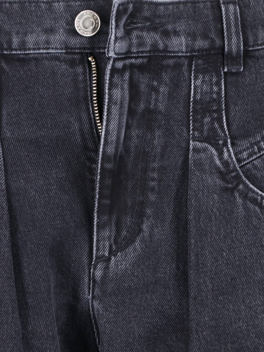 Isabel Marant Washed Black Denim Wide-Leg Jeans