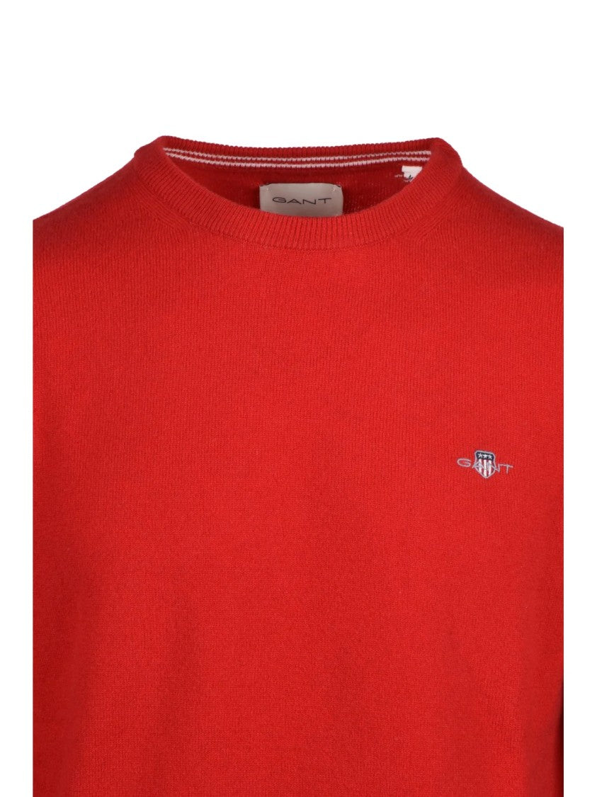 Gant Vibrant Red Crewneck Pullover In 100% Wool
