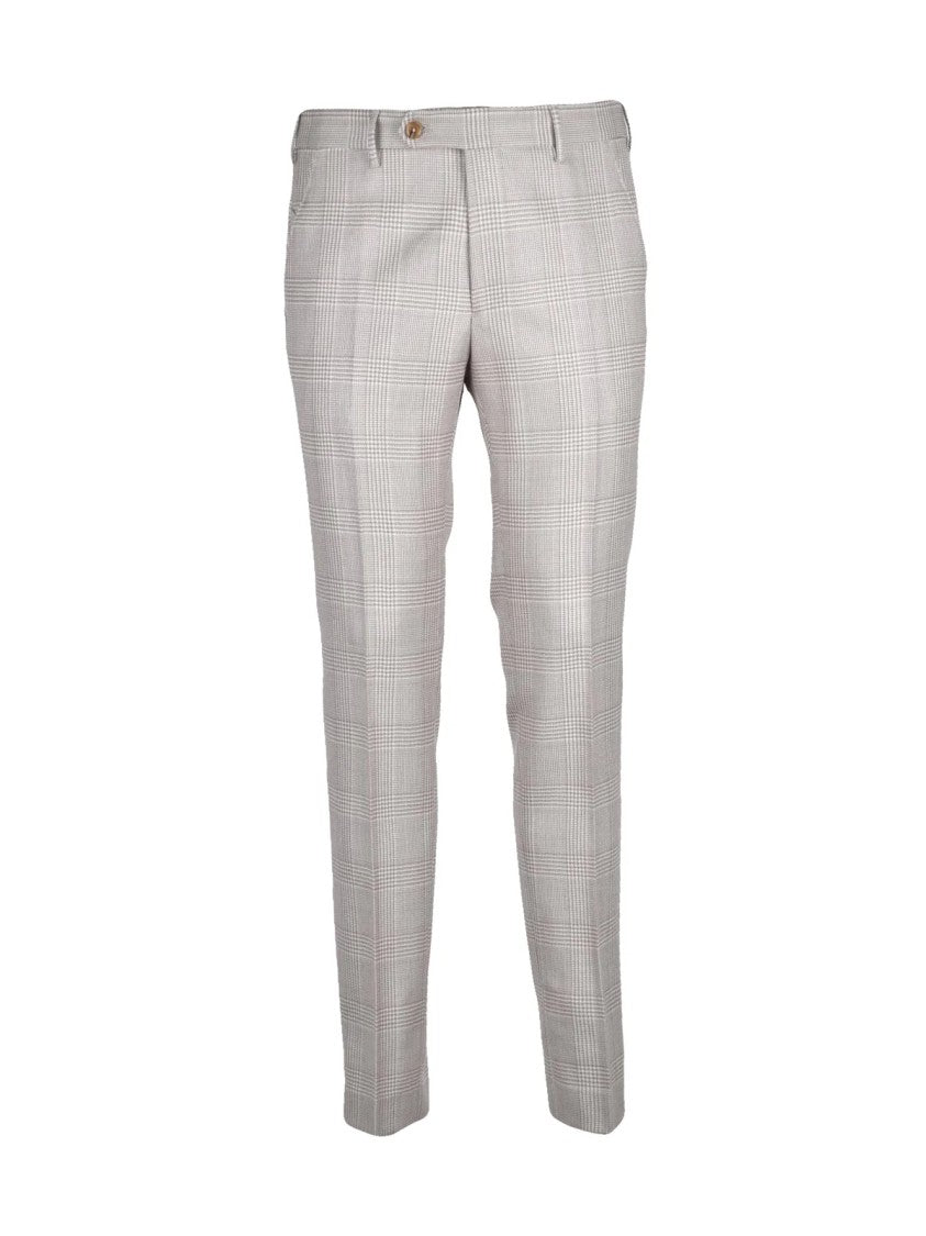 Berwich Grey Checked Virgin Wool Formal Pants