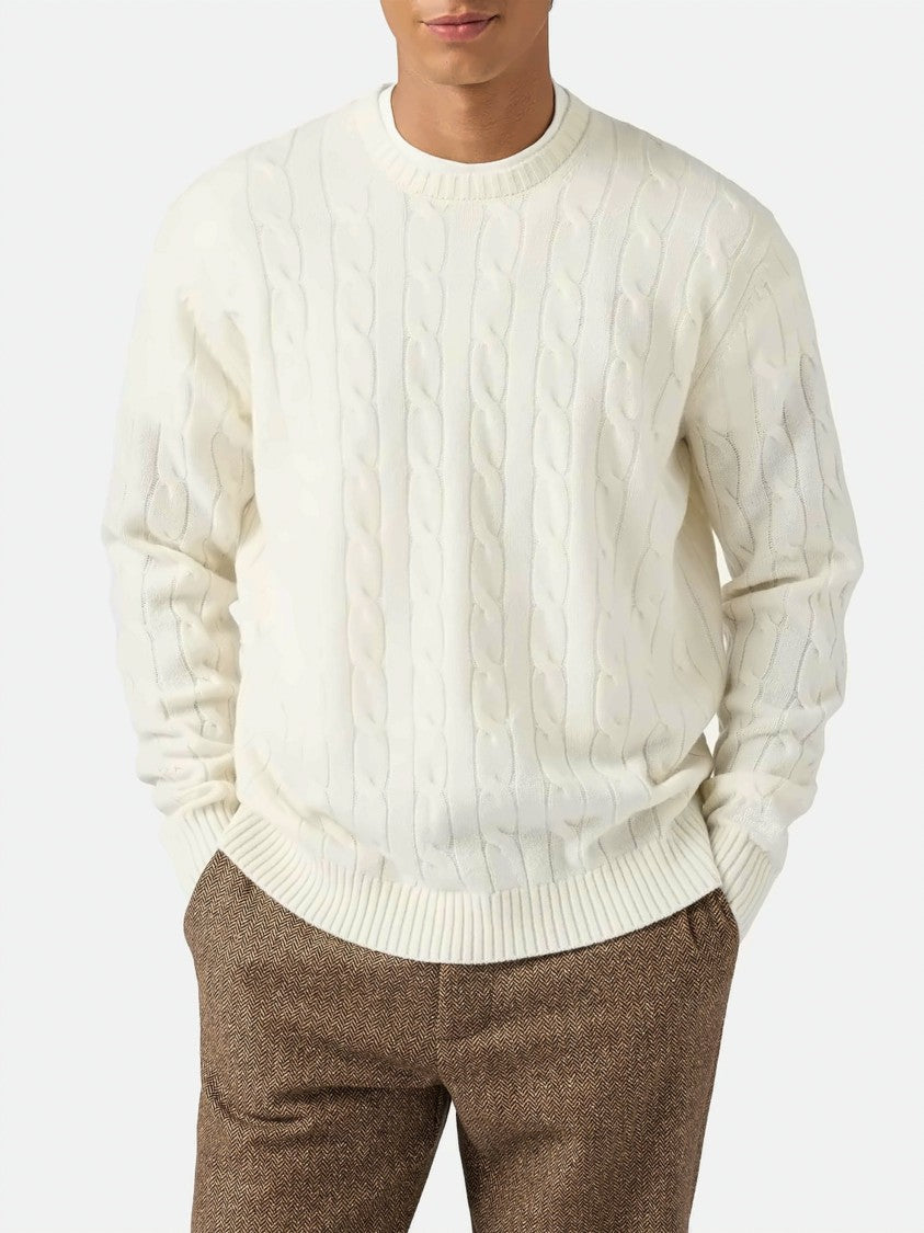Mc2 Saint Barth White Regent Braid Wool Sweatshirt