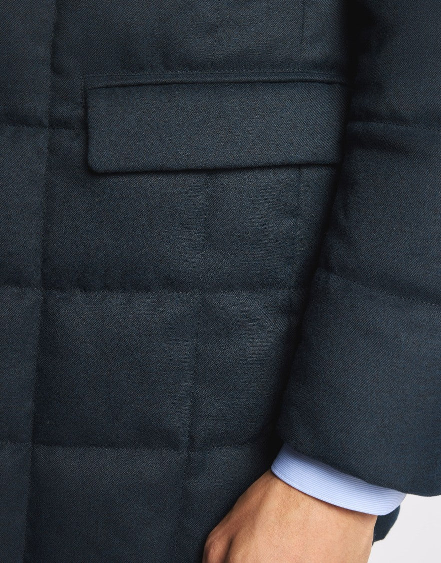 Fay Navy Blue Reversible Concealed Fastening Funnel-Neck Down Jacket