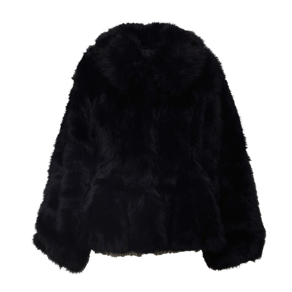 Rotate Black Minta Faux Fur Flared Jacket