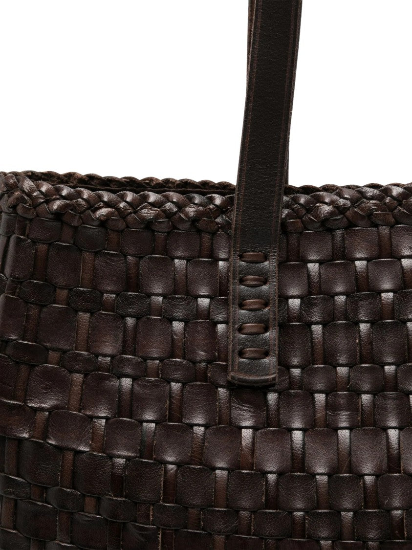 Dragon Diffusion Woven Leather Tote Bag With Braided Trim
