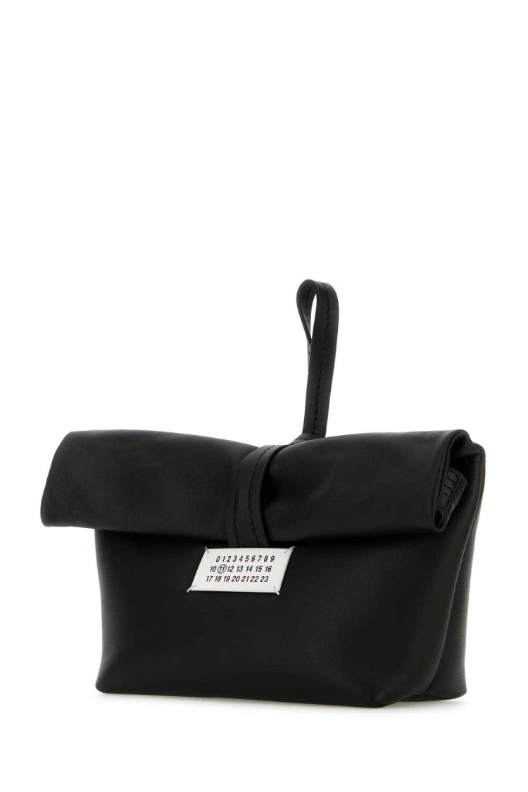 Maison Margiela Black Leather Paper Bag Clutch