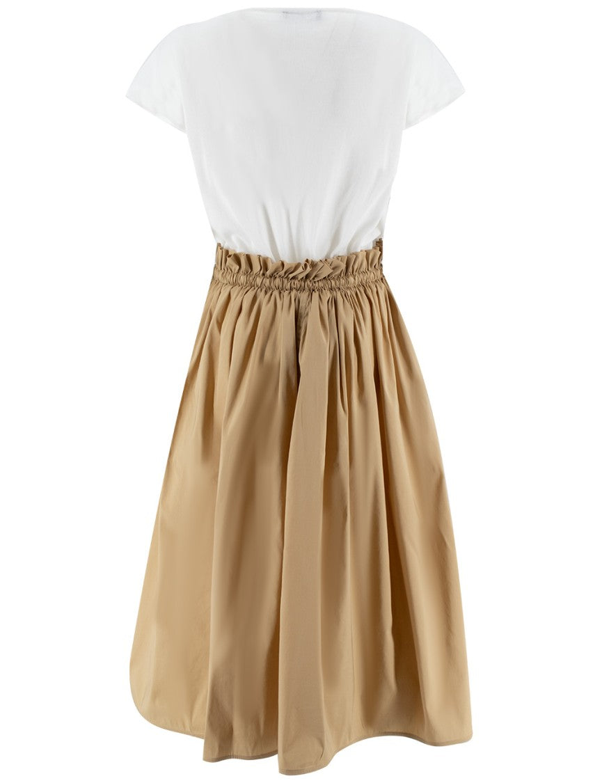 Fabiana Filippi Bi-Colour Cotton Dress With Elastic Waistband