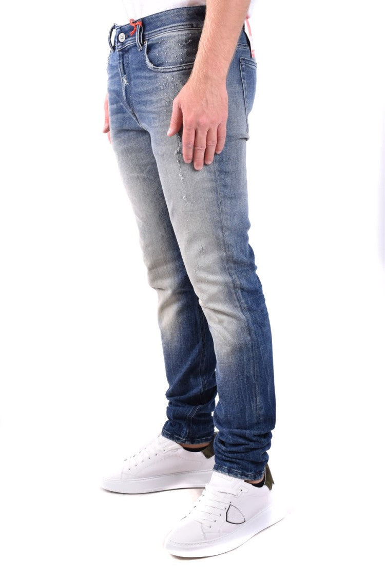 Diesel Denim Jeans With Classic Fit And Distressed Detailing