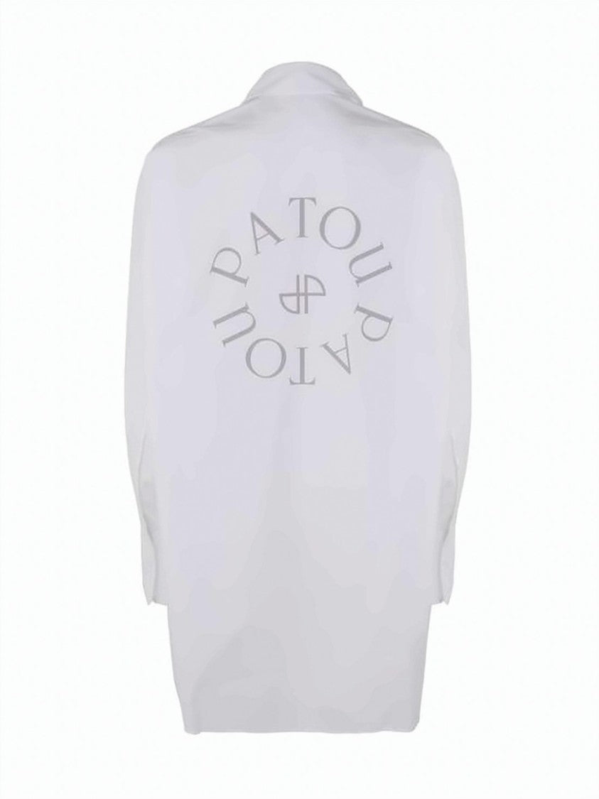 Patou Relaxed Fit White Midi Dress With Classic Collar