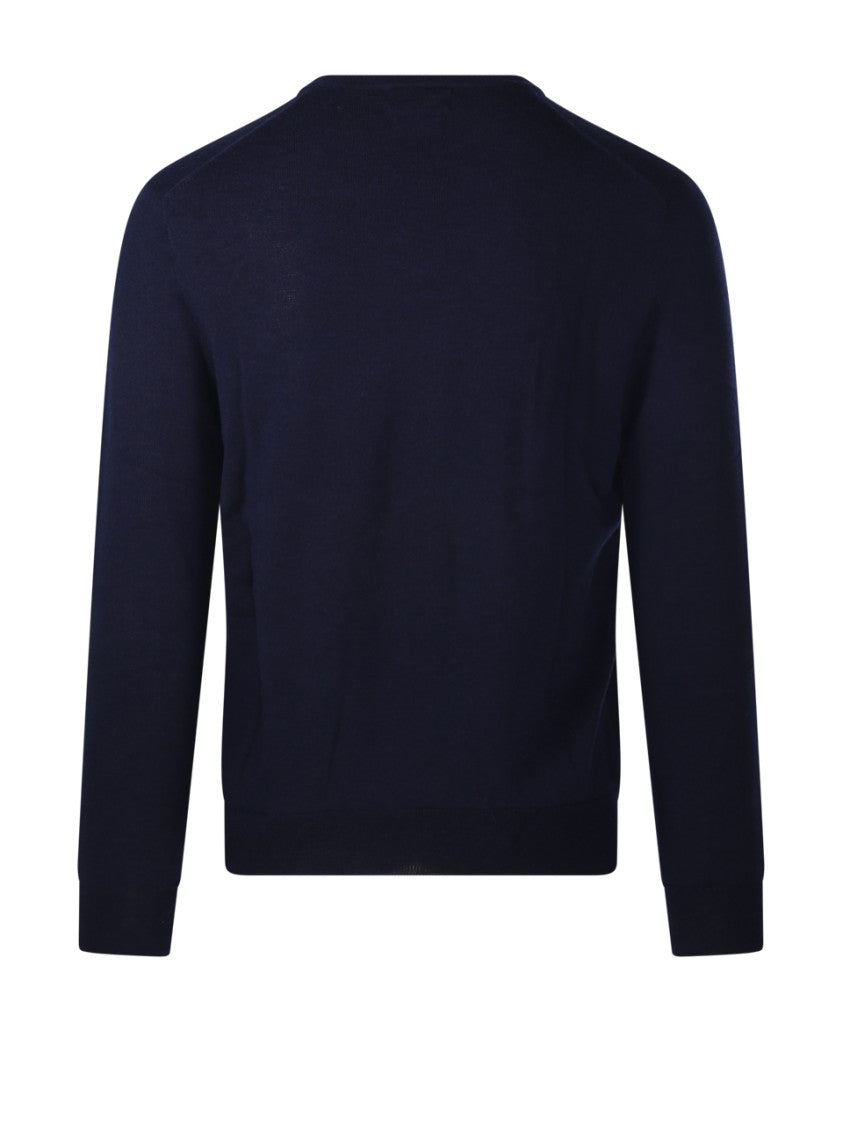 Polo Ralph Lauren Fitted Round Neck Wool Sweater With Ribbed Cuffs