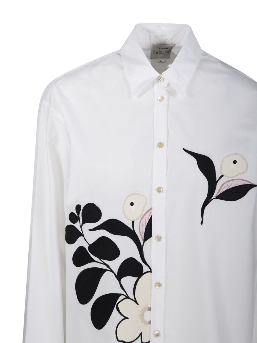 Forte Forte Floral Embroidered Cotton Shirt With Relaxed Fit