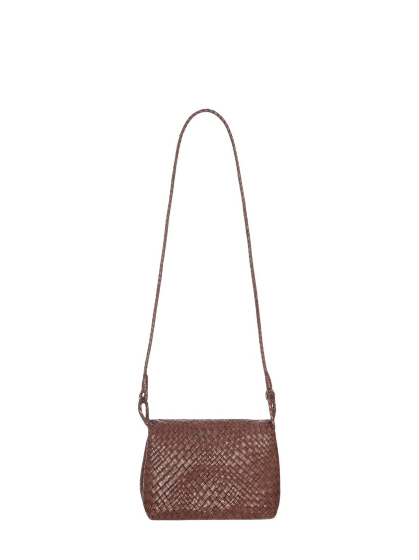 Ibeliv Woven Leather Crossbody Bag With Flap Closure And Adjustable Strap