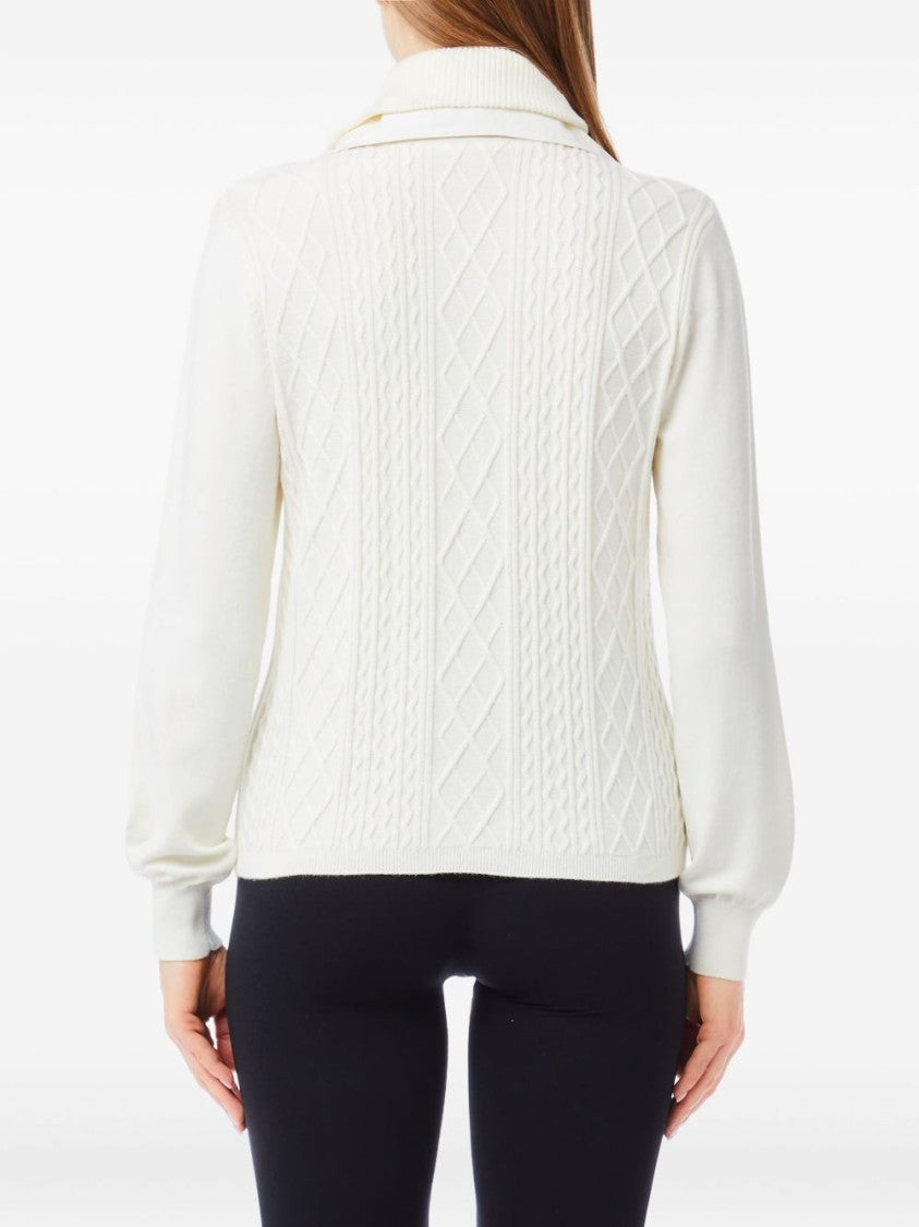 Liu Jo Cable Knit Sweater With Half-Fastening Collar