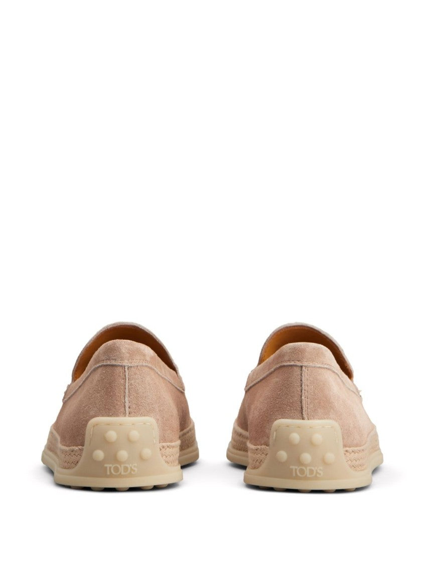 Tod's Suede Slip-On Flat Shoes With Textured Sole