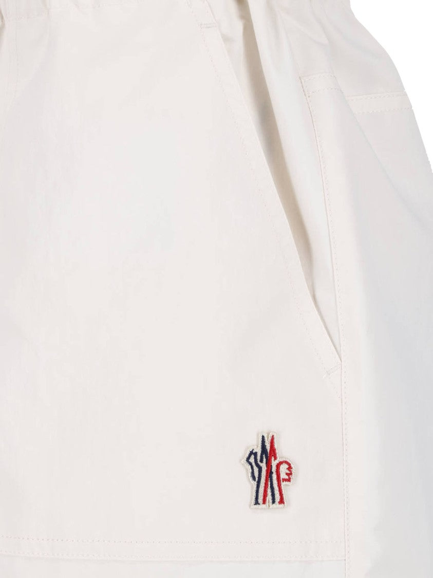 Moncler Grenoble Cream Drawstring Straight Leg Fabric Shorts