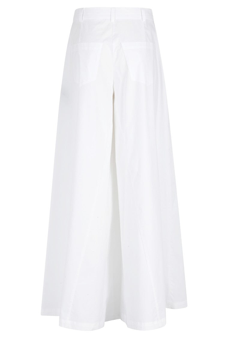 Federica Tosi White Palazzo Belt-Loops Cotton-Blend Formal Pants