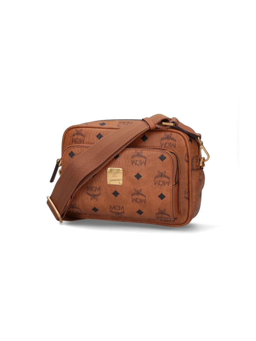 Mcm Brown Aren Visetos Fabric Shoulder Bag