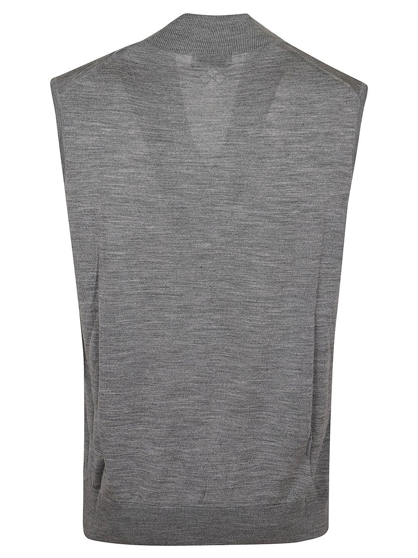Ballantyne Wool Waistcoat With Ribbed V-Neck And Button Front Closure