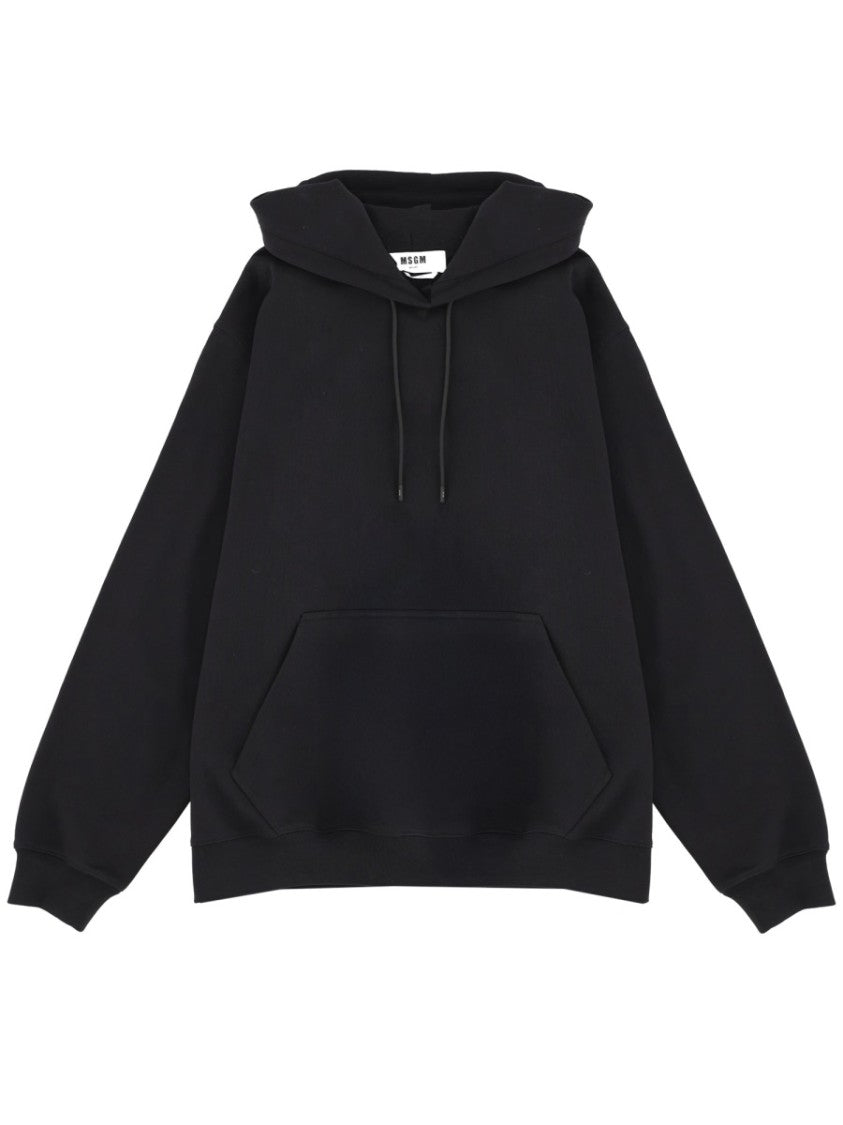 Msgm Black Hooded Kangaroo Pocket Sweatshirt