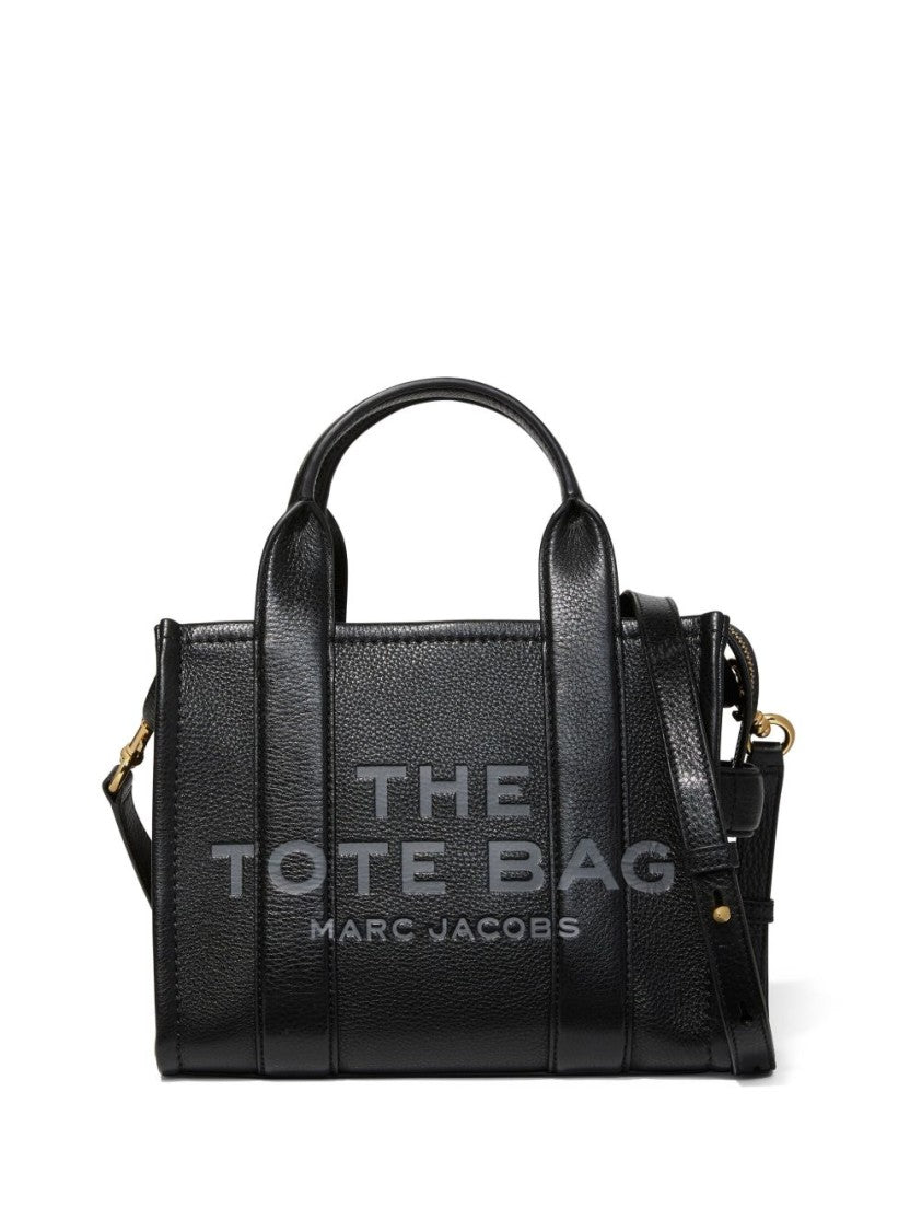 Marc Jacobs Structured Black Leather Tote With Debossed Logo