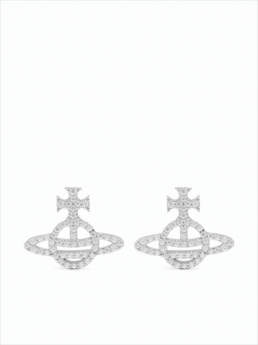 Vivienne Westwood Platinum White Cz Orb Earrings