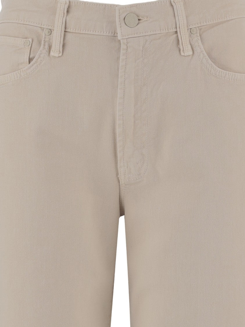 Mother Wide-Leg Beige Jeans With Classic Five-Pocket Design
