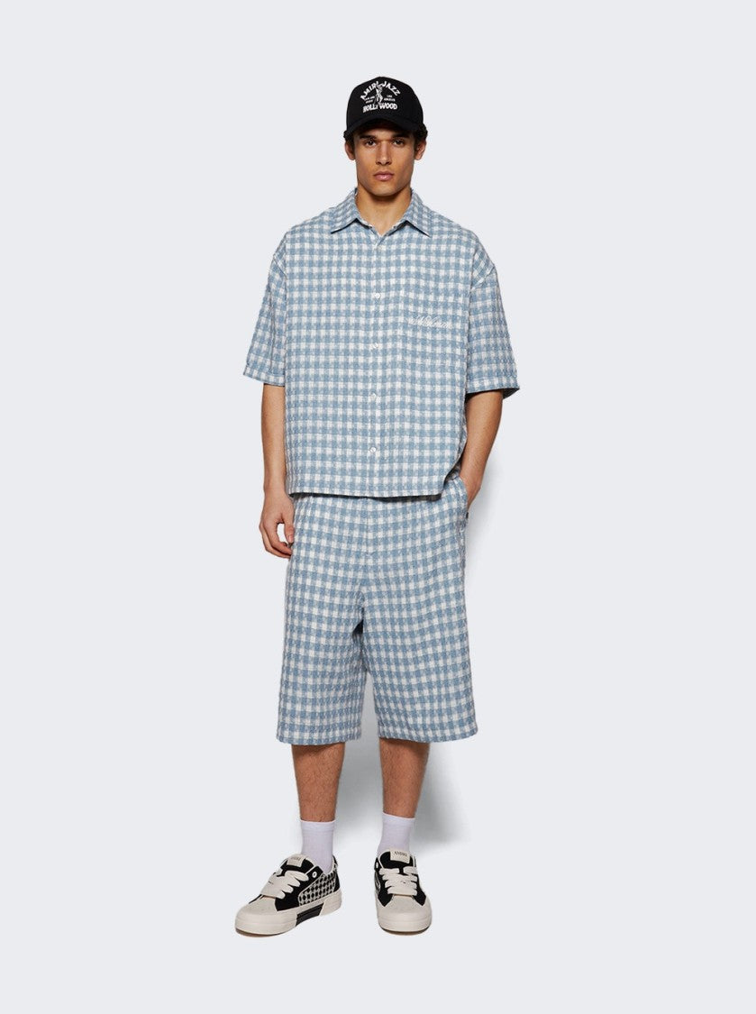 Nahmias Plaid Cropped Shirt Steel Blue