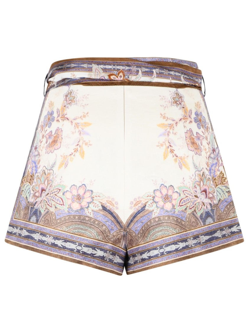 Zimmermann 'Luna' Cream Linen Shorts