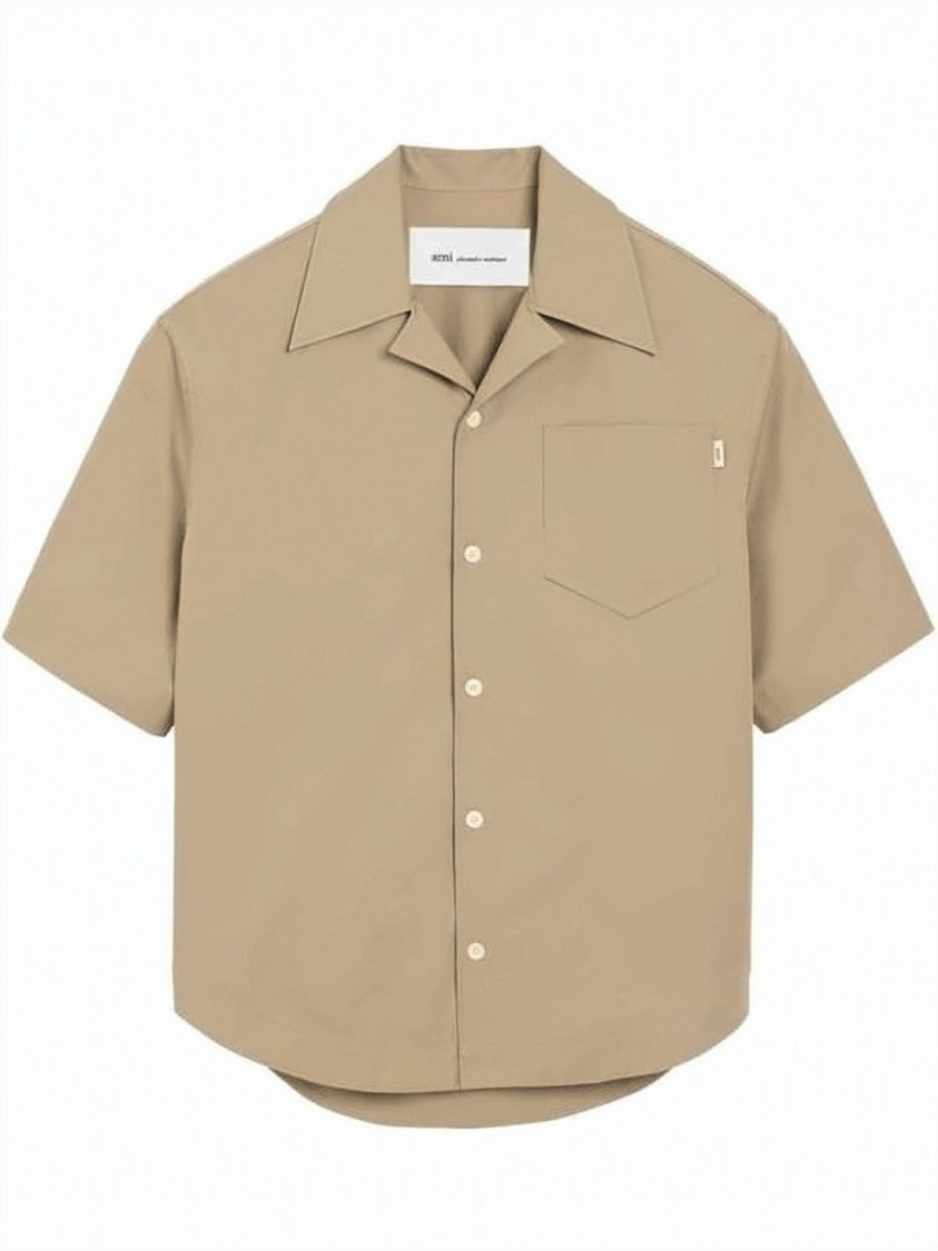 Ami Paris Boxy Short-Sleeved Cotton Camp Shirt