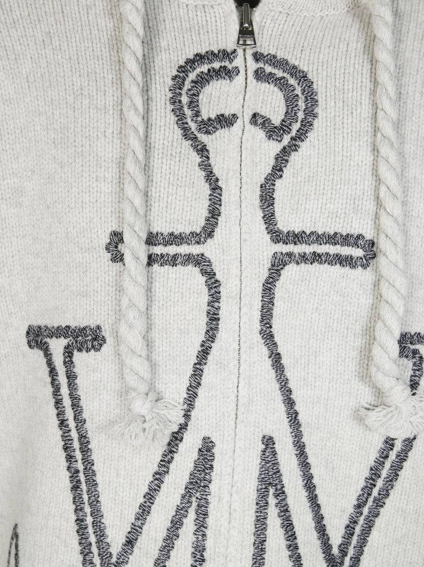 J. W. Anderson Cropped Grey Zip-Up Hoodie