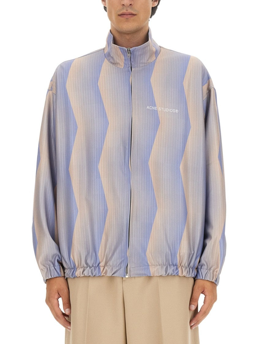 Acne Studios Zigzag Pattern Casual Jacket With Stand Collar