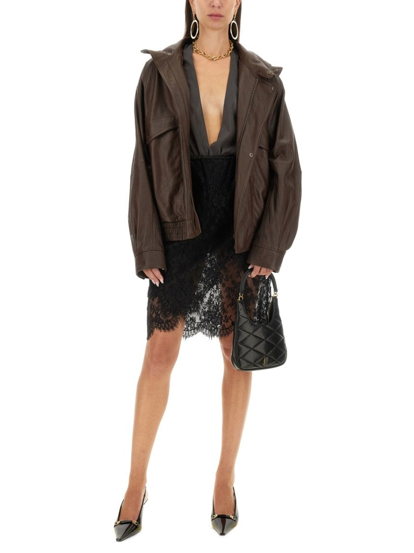 Saint Laurent Lace Wrap Pencil Skirt